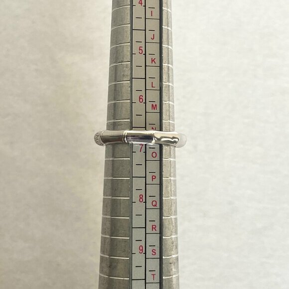 Sterling Silver 925 DBJ Bamboo Style Single Diamond Band Ring Sz 6.75 - Picture 9 of 16